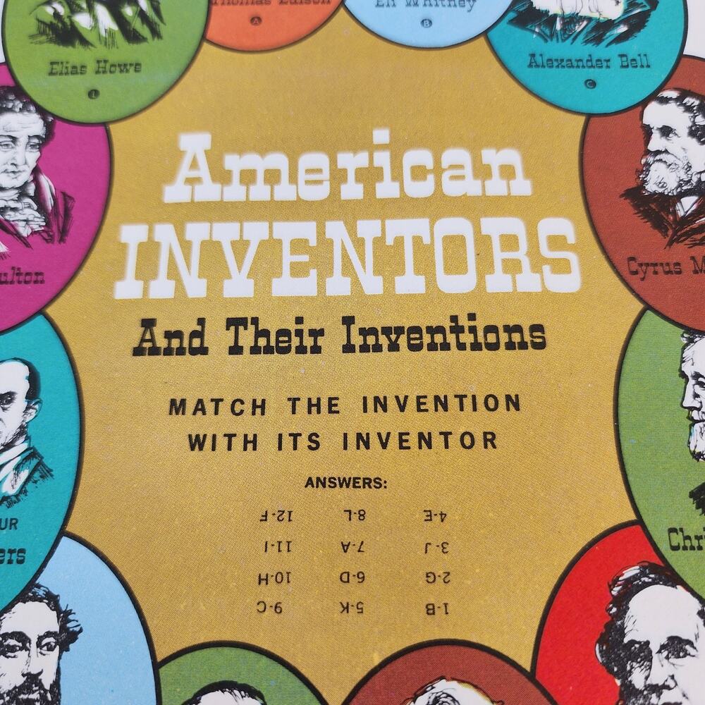 Vtg Lot of 18 Paper Placemats American Inventors & Inventions Springprint #365 - Picture 3 of 7